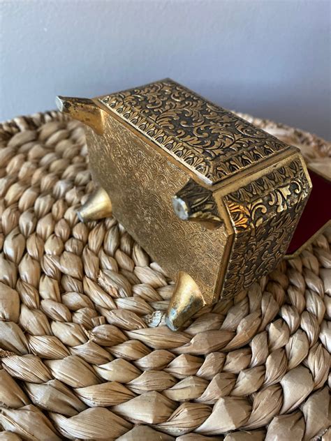 metal keepsake box|vintage metal trinket box.